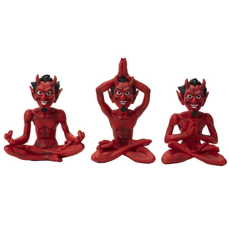 6.5&quot; Red Devil Statue - Yoga (Set of 3), SKU PG-15054, UPC 700317076308