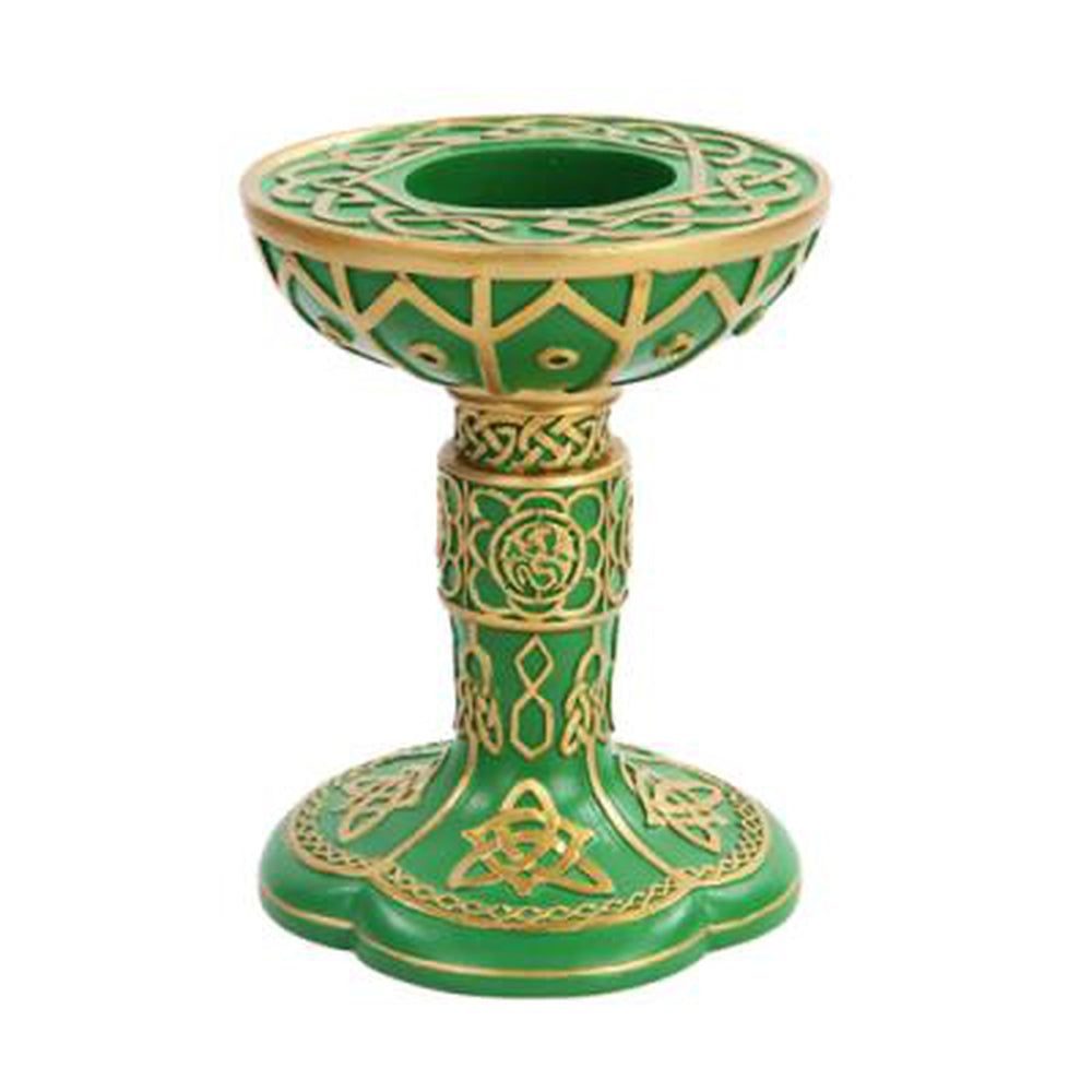 6&quot; Gold &amp; Green Celtic Tealight Candle Holder, SKU PG-10091, UPC 700317015932