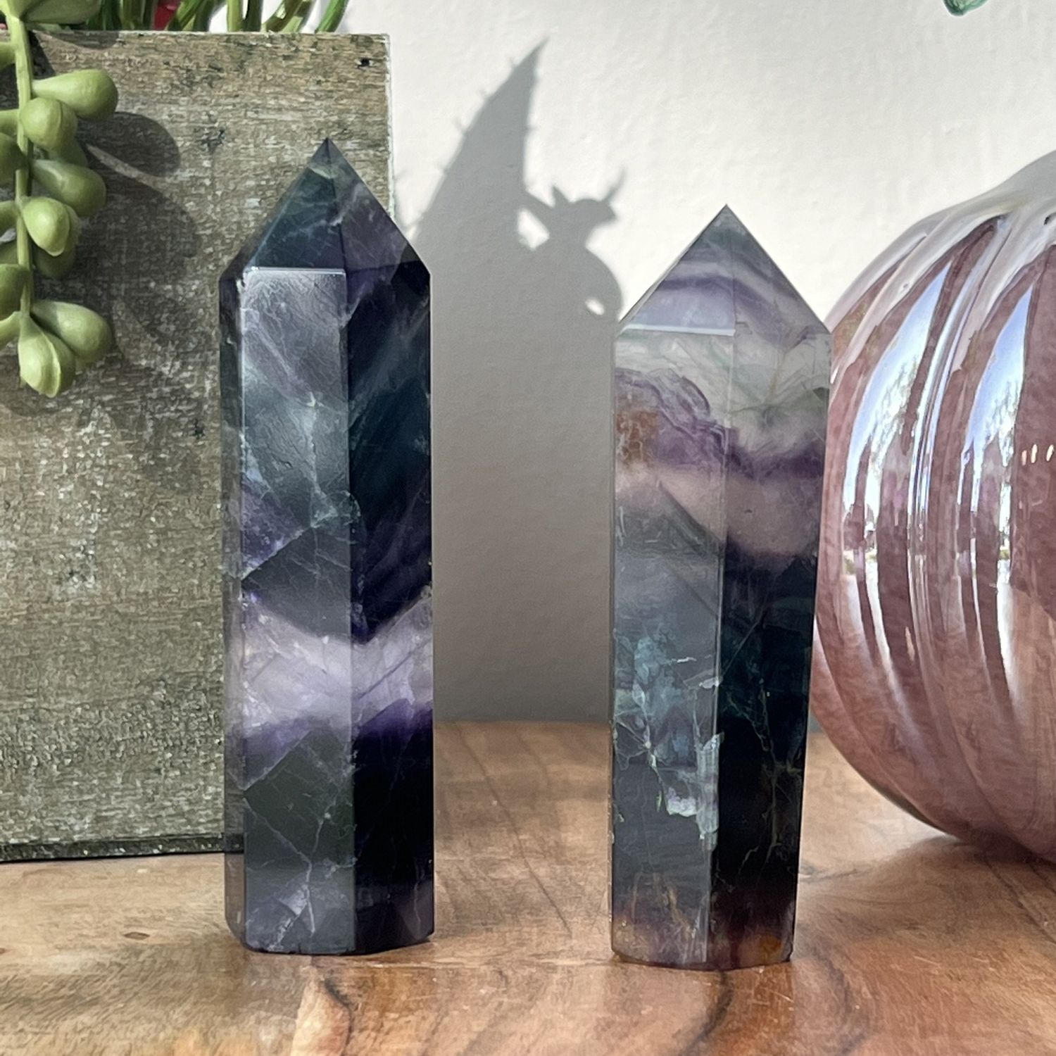 3-5&quot; Gemstone Obelisk - Rainbow Fluorite (AA Grade), SKU 30424025, UPC 700317034704