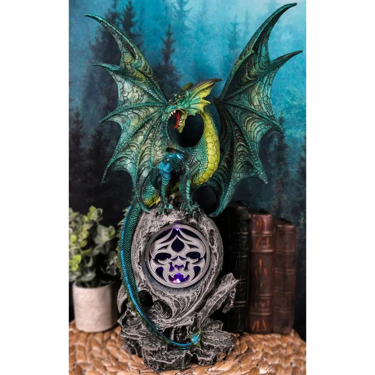 18.75&quot; Jade Dragon Statue, SKU PG-11226, UPC 700317118367