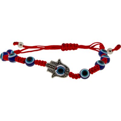 Adjustable Evil Eye Bracelet - Red with Fatima Hand, SKU KH-98826, UPC 700317068280