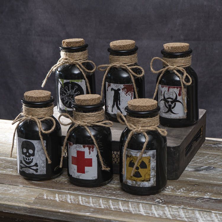 3&quot; Ceramic Bottle - Apothecary (Set of 6), SKU PG-15093, UPC 700317075462
