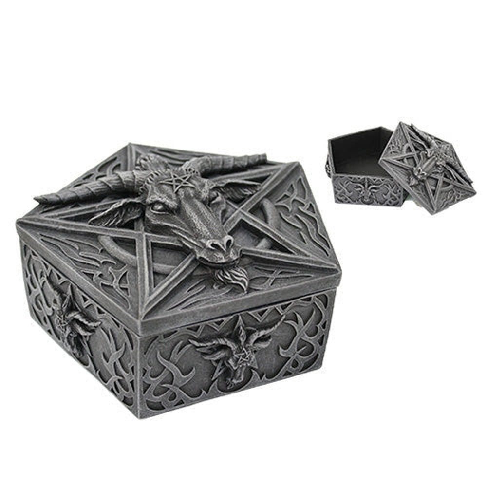 8.6&quot; Baphomet Head Trinket Occult Box, SKU PG-10665, UPC 700317023272
