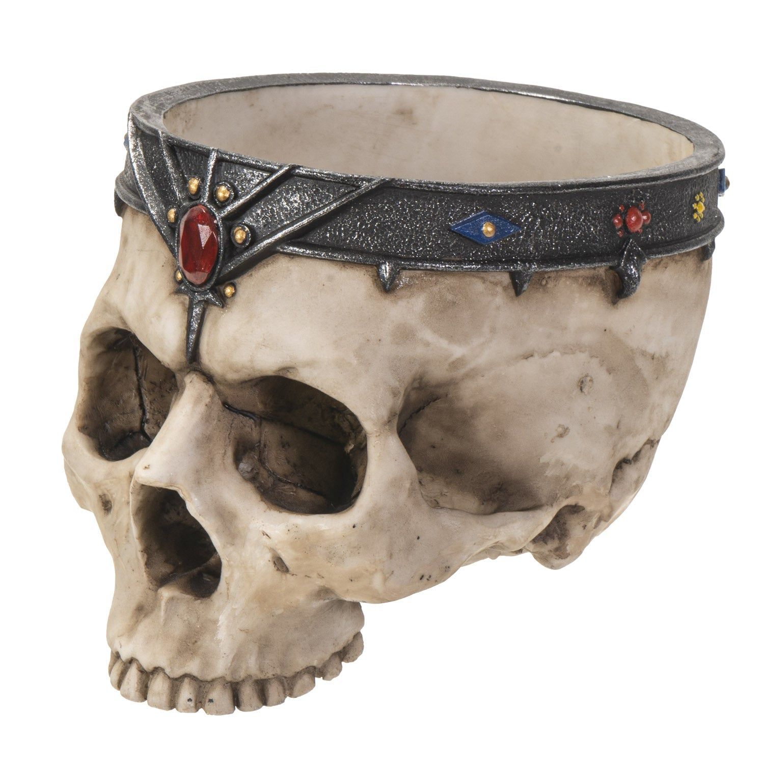 7&quot; Skull with Jeweled Crown Pot Planter, SKU PG-14910, UPC 700317246046