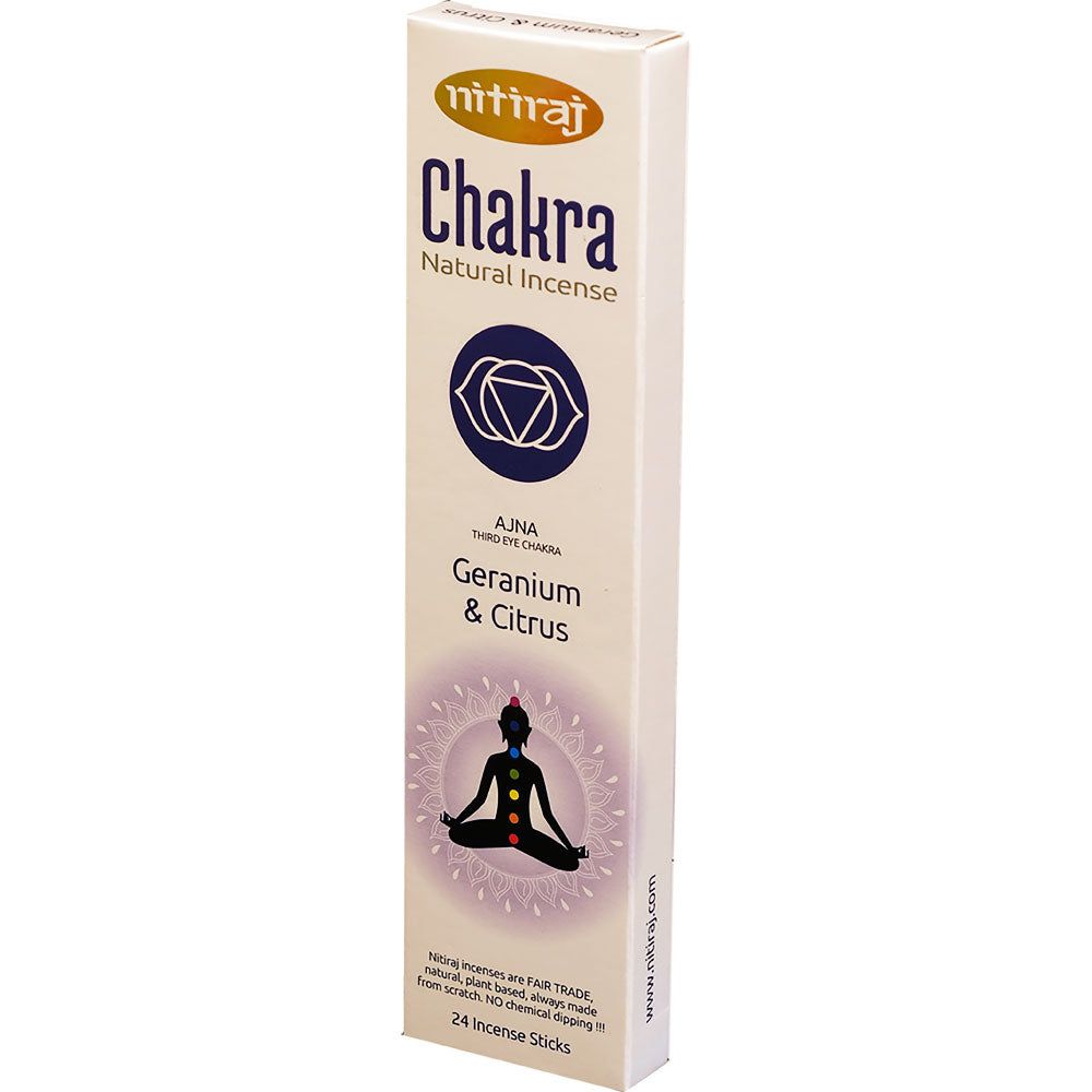 Nitiraj Natural Incense - Third Eye Chakra - Geranium &amp; Citrus (6 Packs of 24 Sticks), SKU KH-73113…