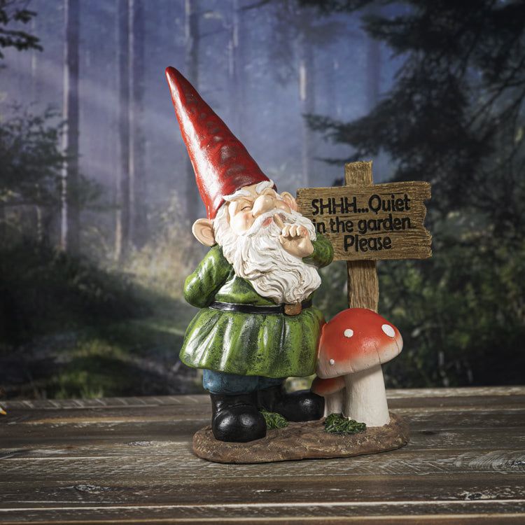 12&quot; Gnome Statue - Quiet Gnome, SKU PG-14781, UPC 700317041481