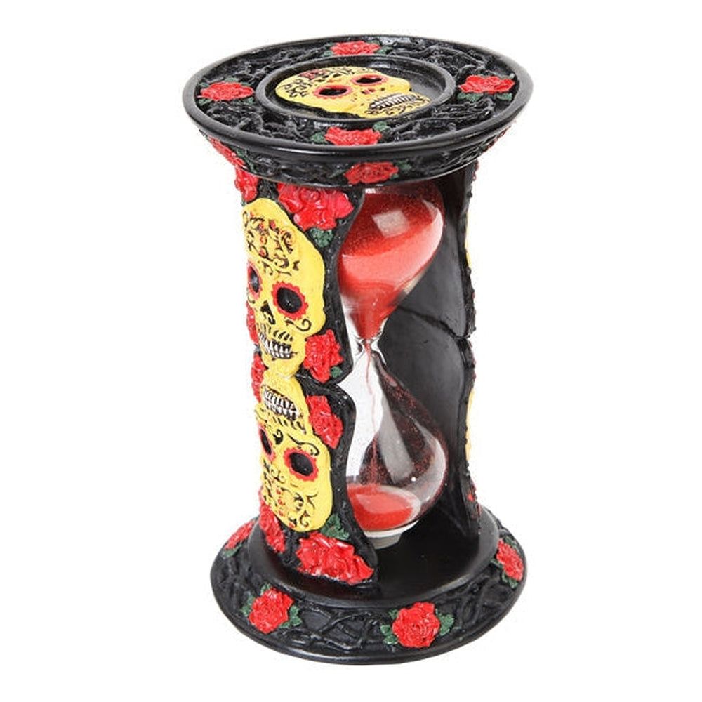 6.1&quot; Day of the Dead Sand Timer - Black, SKU PG-10583, UPC 700317038115