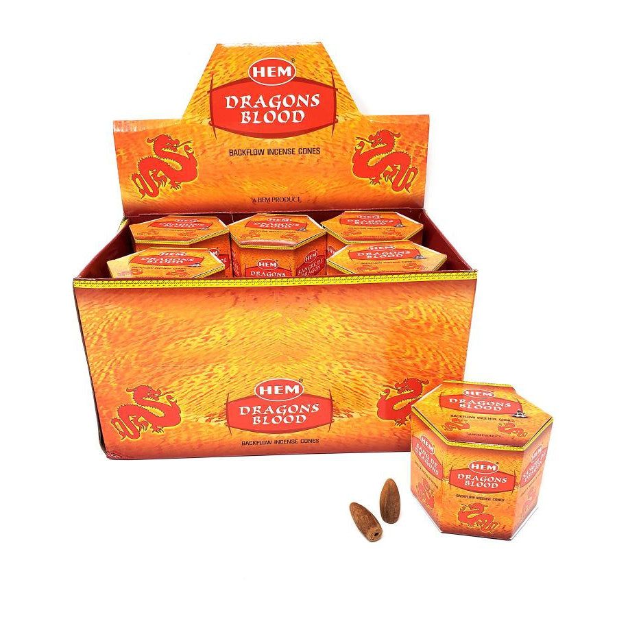 Dragon&#39;s Blood HEM Backflow Incense Cones (40 Pack), SKU HBFC-DB, UPC 6016008472439