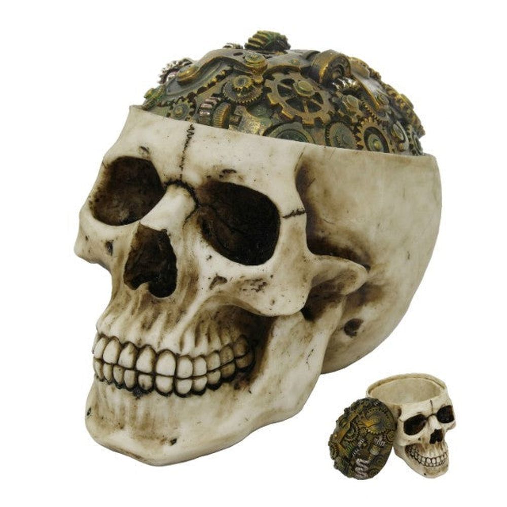 6.9&quot; Steampunk Skull Display Box, SKU PG-13010, UPC 700317072041