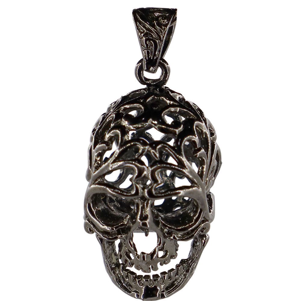 Tumbled Stone Skull Cage Pendant - Black, SKU KH-98868, UPC 700317124924