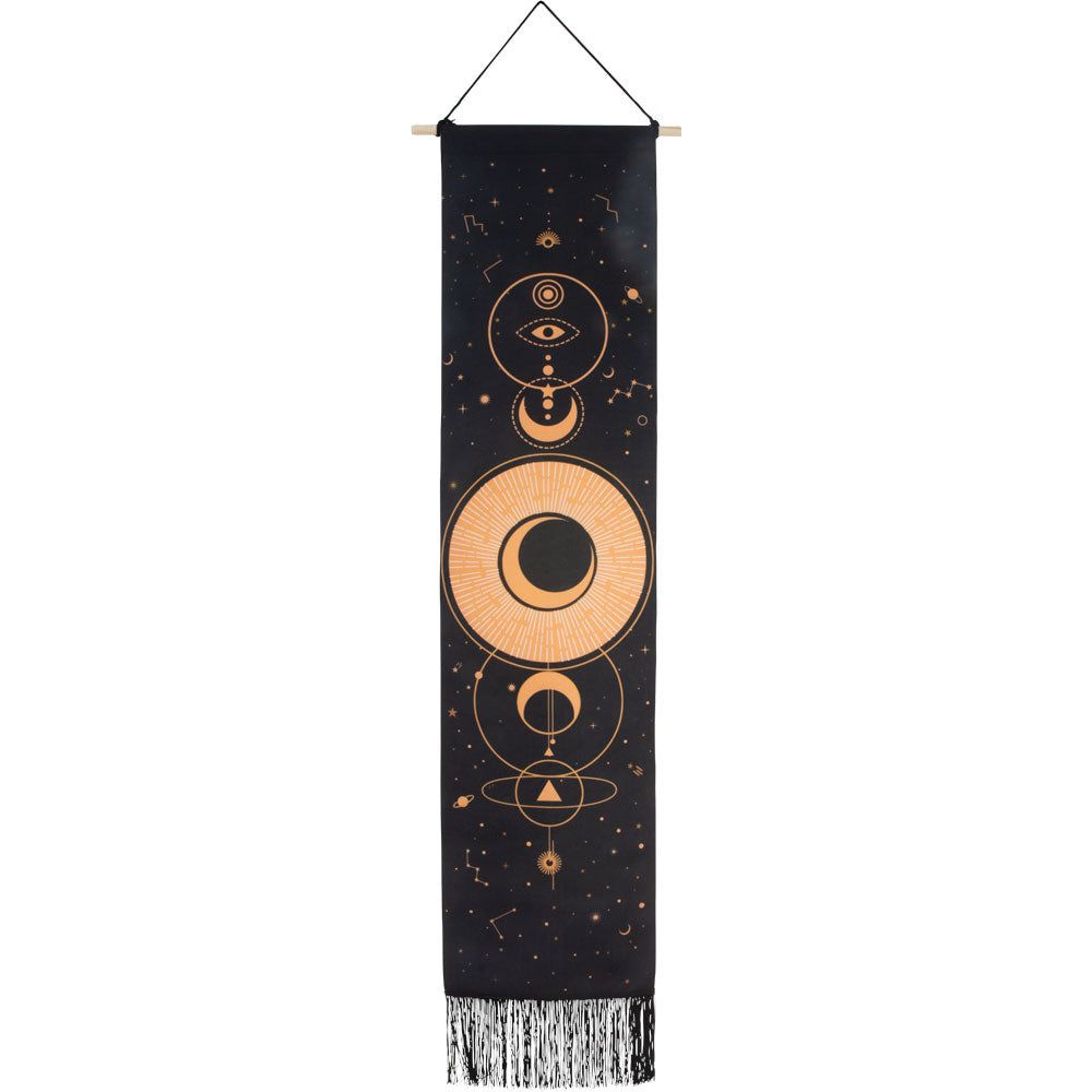 50&quot; Linen Banner with Fringe - Stellar Triple Moon, SKU KH-57648, UPC 700317128298
