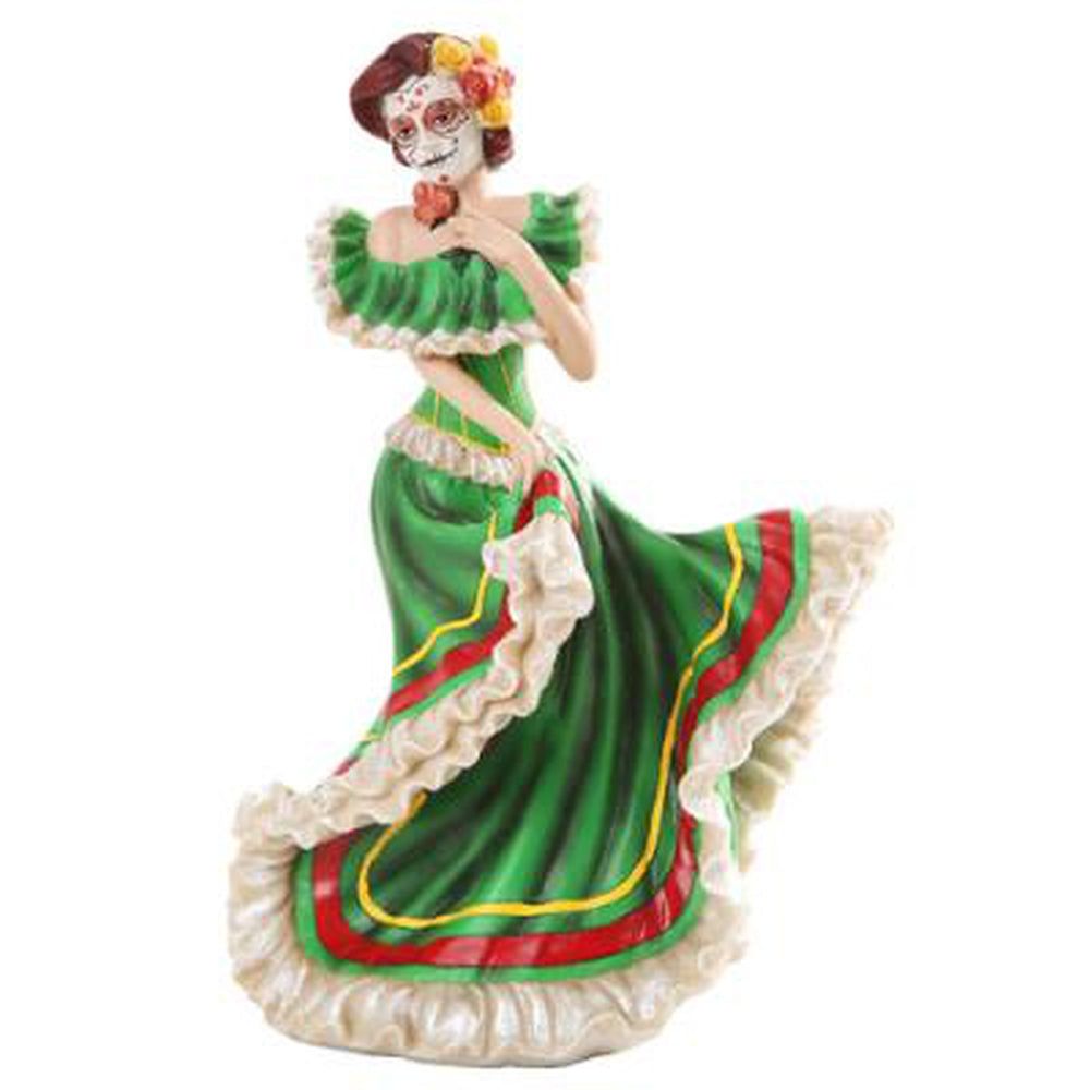 7.75&quot; Day of the Dead Statue - Green Dancer, SKU PG-10712, UPC 700317038153