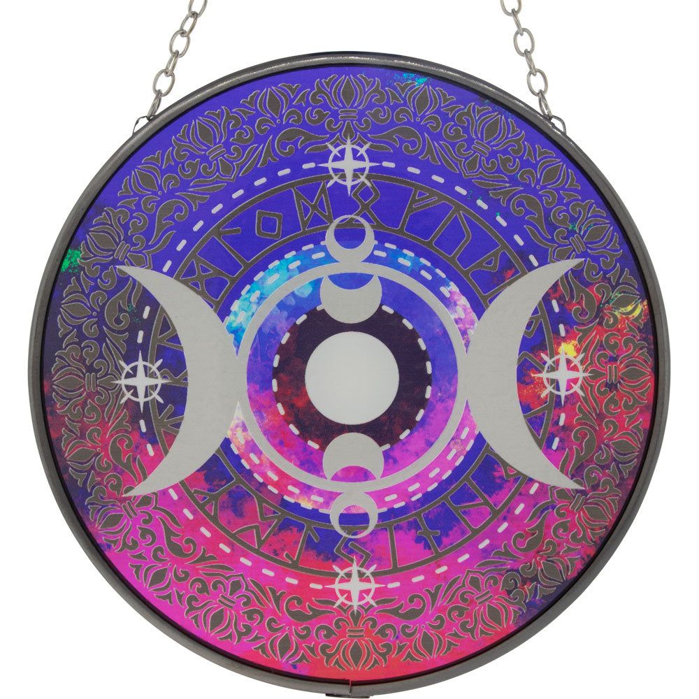 6&quot; Glass Suncatcher - Triple Moon Phases, SKU KH-63085, UPC 700317126683