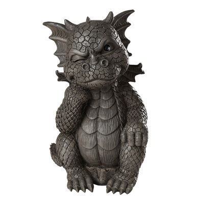 10.25&quot; Garden Dragon Statue - Thinker, SKU PG-12241, UPC 700317030485