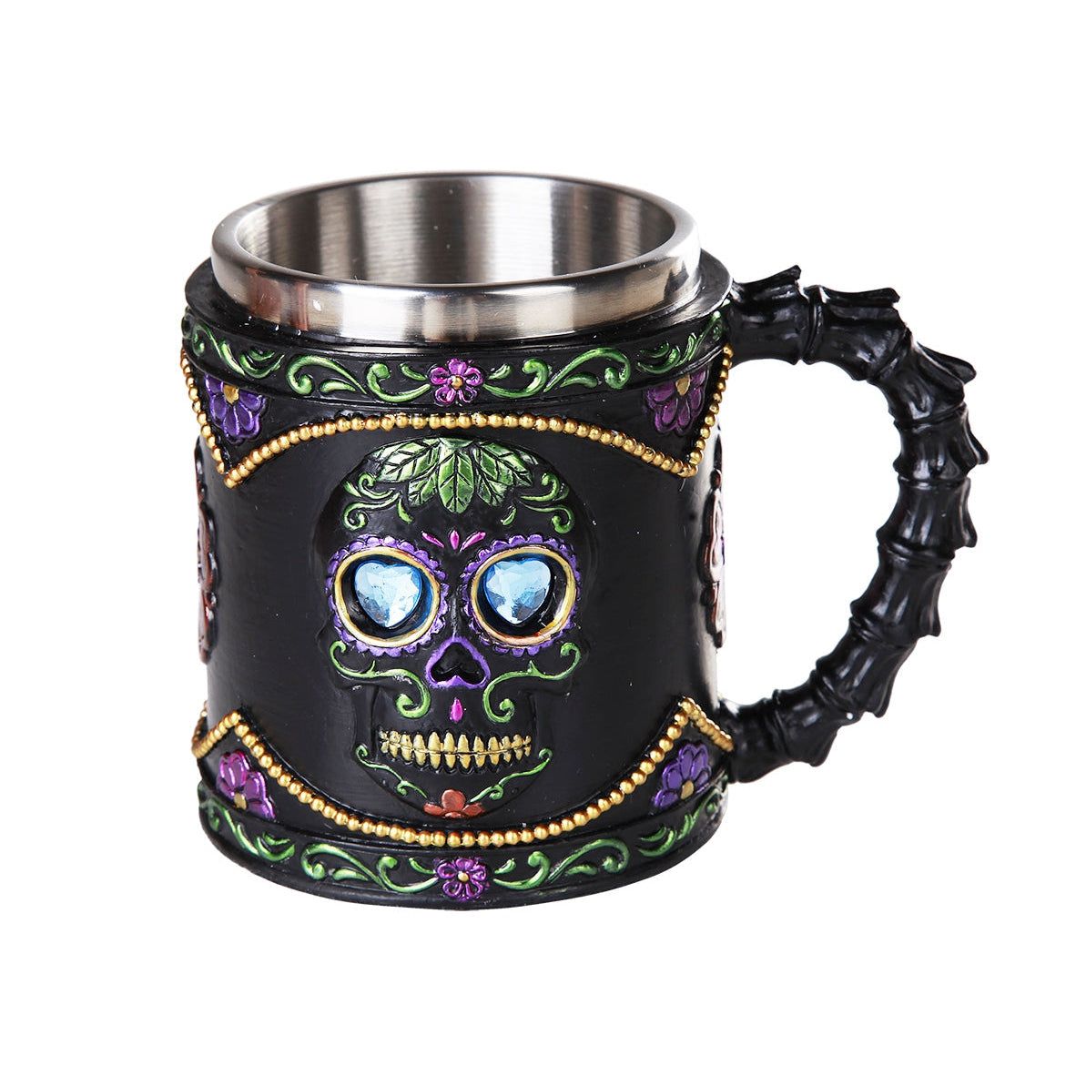 5.75&quot; Stainless Steel Resin Mug - Day of the Dead, SKU PG-12233, UPC 700317045465