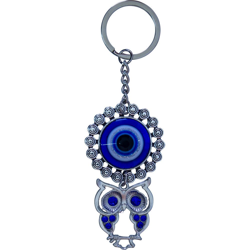 4.75&quot; Evil Eye Talisman Key Ring - Adorned Eye with Owl, SKU KH-63441, UPC 700317121237