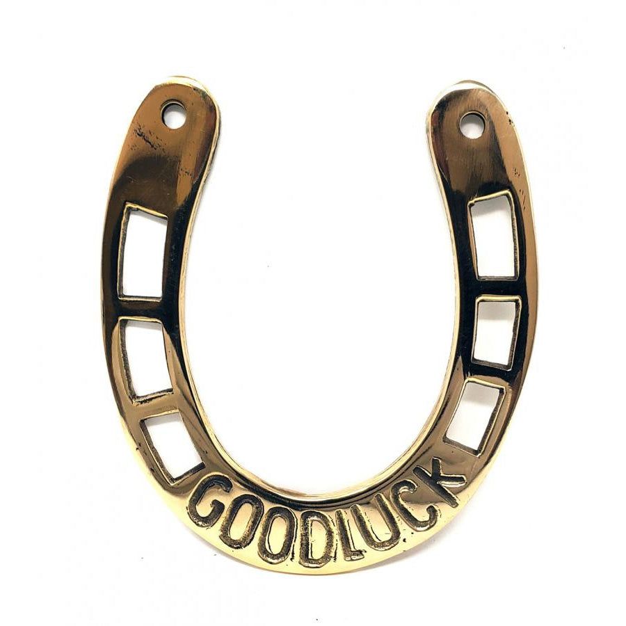 4&quot; Brass Good Luck Horseshoe, SKU HS-GL, UPC 700317023029
