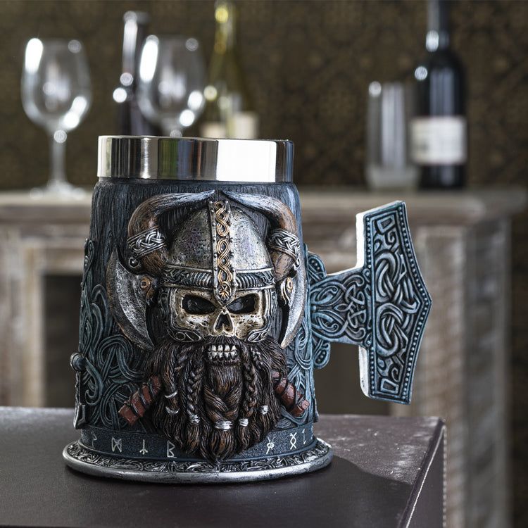 5.75&quot; Stainless Steel Resin Mug - Danegeld Tankard, SKU PG-Y9282, UPC 700317293989