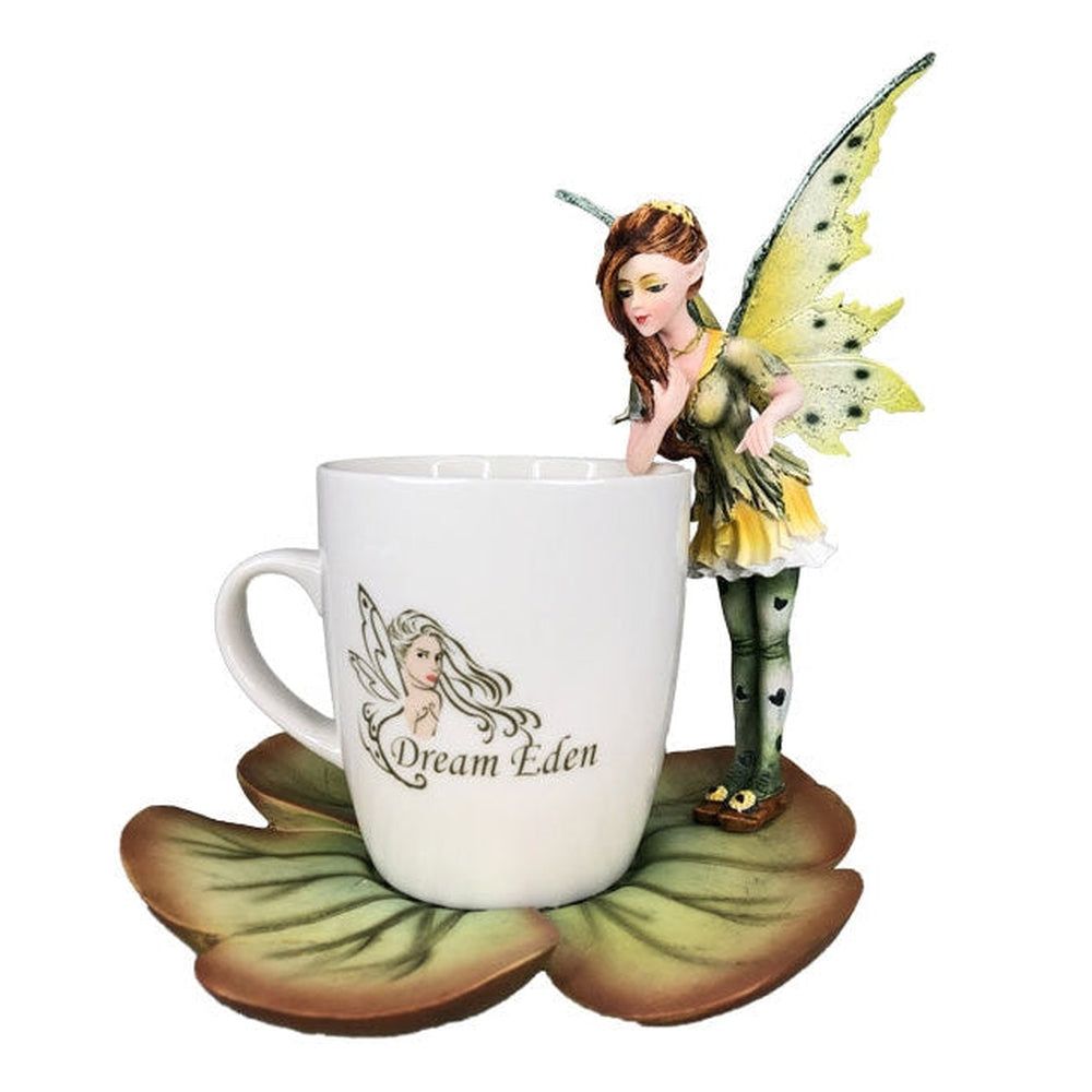 6.8&quot; Green Fairy with Ceramic Cup, SKU PG-12937, UPC 700317119425