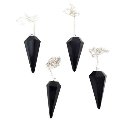 6-Sided Pendulum - Black Obsidian, SKU PEND-91, UPC 6016008812853