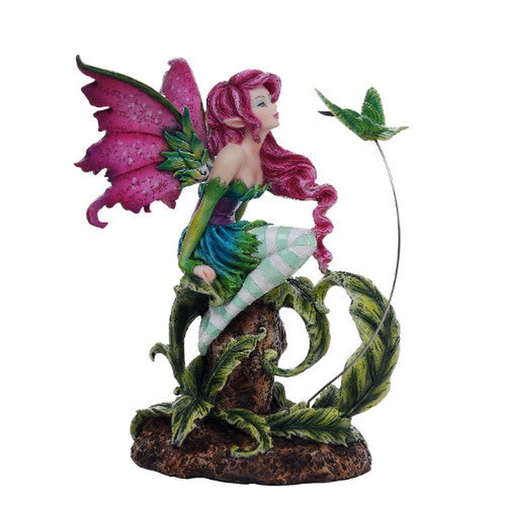 6.25&quot; Fairy Statue - Flirting Fairy with Hummingbird, SKU PG-11776, UPC 700317252405