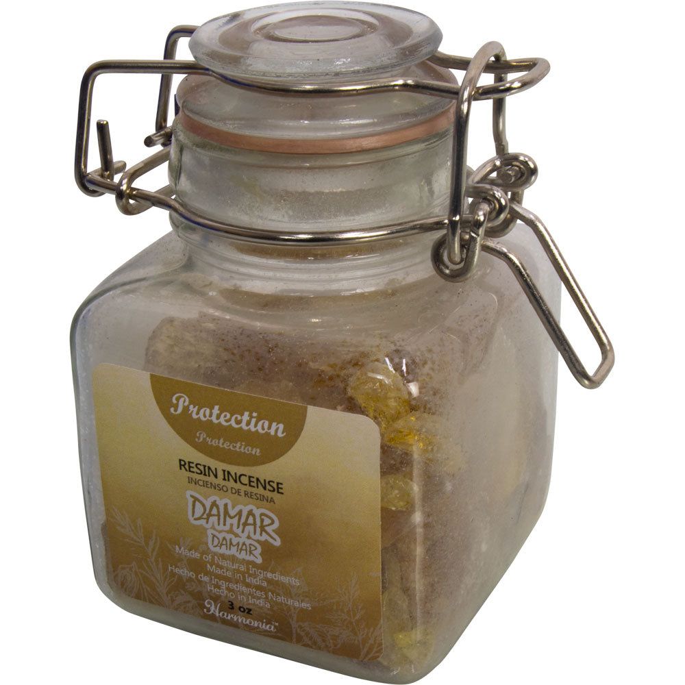 3 oz Harmonia Resin Incense Glass Jar - Damar - Protection, SKU KH-73351, UPC 700317122401