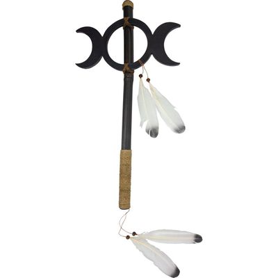 19&quot; Ceremonial Stick - Triple Moon, SKU KH-31275, UPC 700317022718