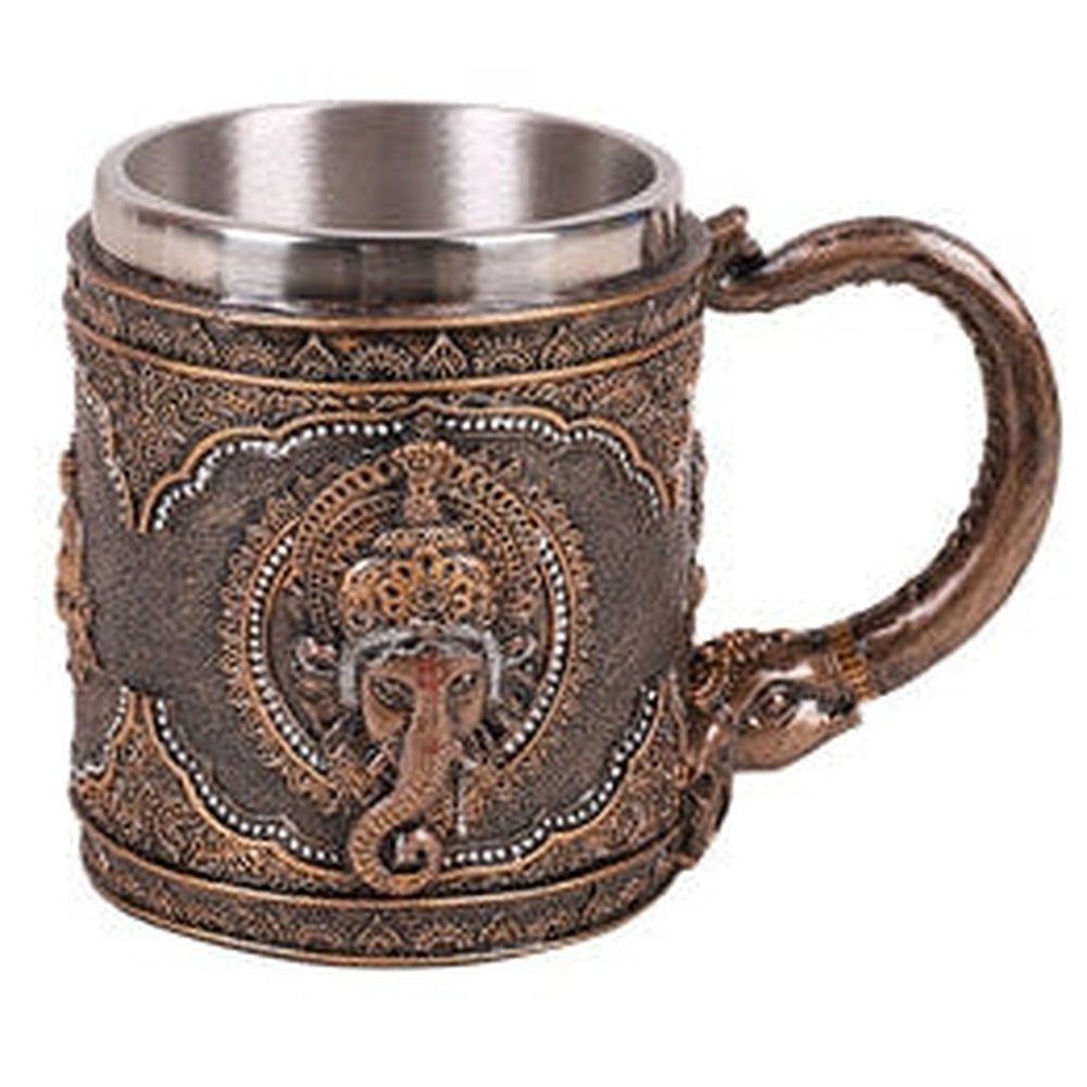 5.5&quot; Stainless Steel Resin Mug - Ganesha, SKU PG-13537, UPC 700317045014