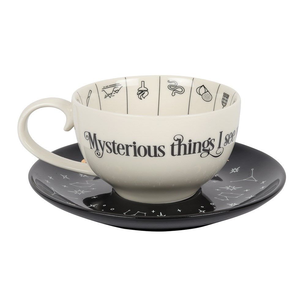 7&quot; Ceramic Teacup with Saucer - Fortune Telling, SKU PG-14818, UPC 700317029618