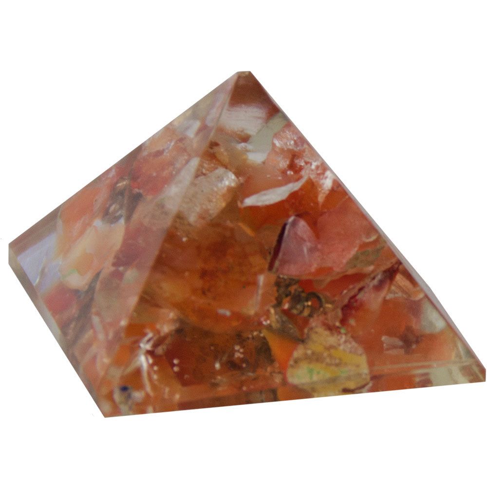 25-35 mm Gemstone Pyramid - Orgone Carnelian - Sacral Chakra, SKU KH-63211, UPC 700317117247