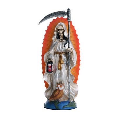 7.25&quot; Santa Muerte Skeleton Statue - White, SKU PG-11966, UPC 700317051558