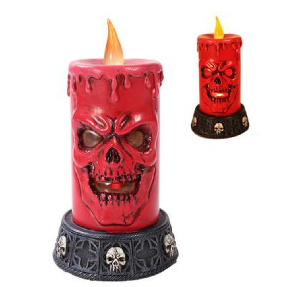 5.75&quot; LED Candle - Melting Skull, SKU PG-10896, UPC 700317066101