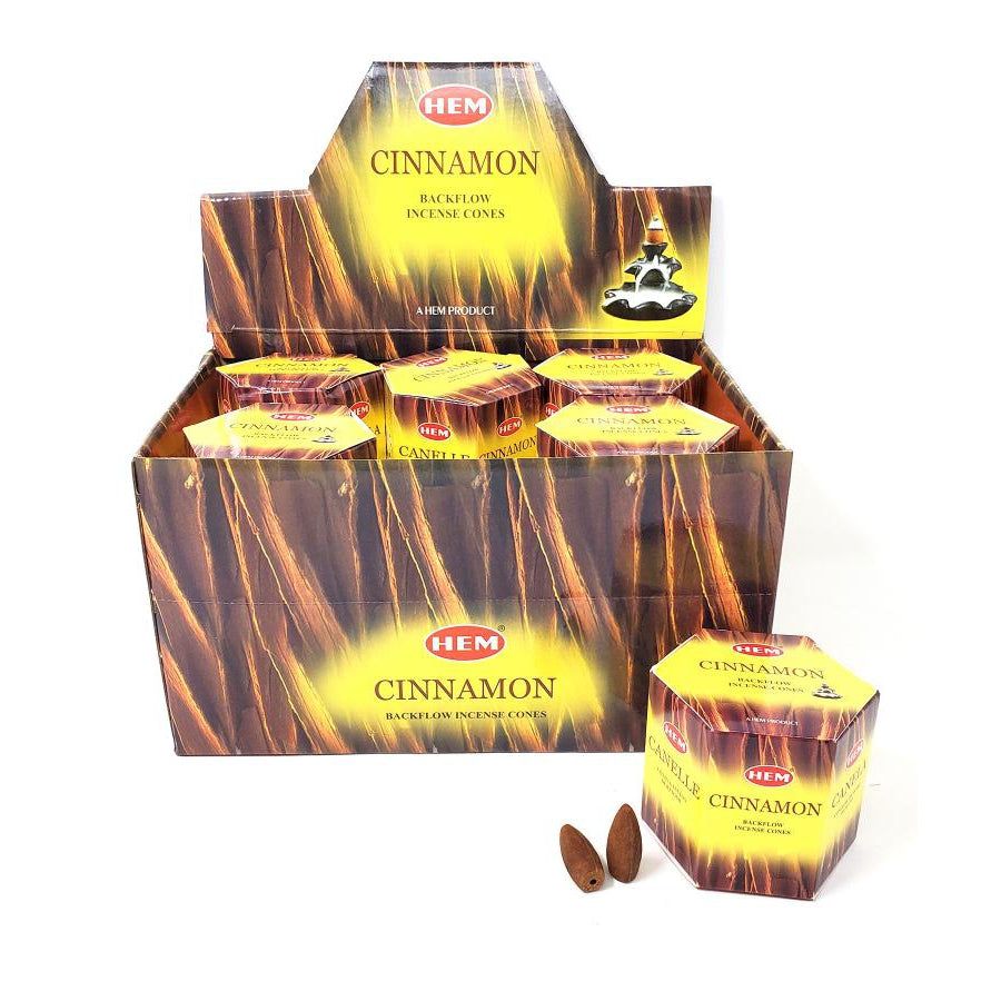 Cinnamon HEM Backflow Incense Cones (40 Pack), SKU HBFC-CI, UPC 6016039576519