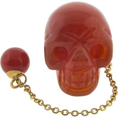 Gemstone Skull Pendulum - Carnelian, SKU KH-61211, UPC 700317125105