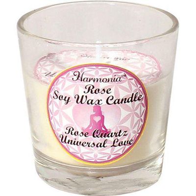 Harmonia Soy Gem Votive Candle - Universal Love Rose Quartz, SKU KH-39305-D6, UPC 700317121299