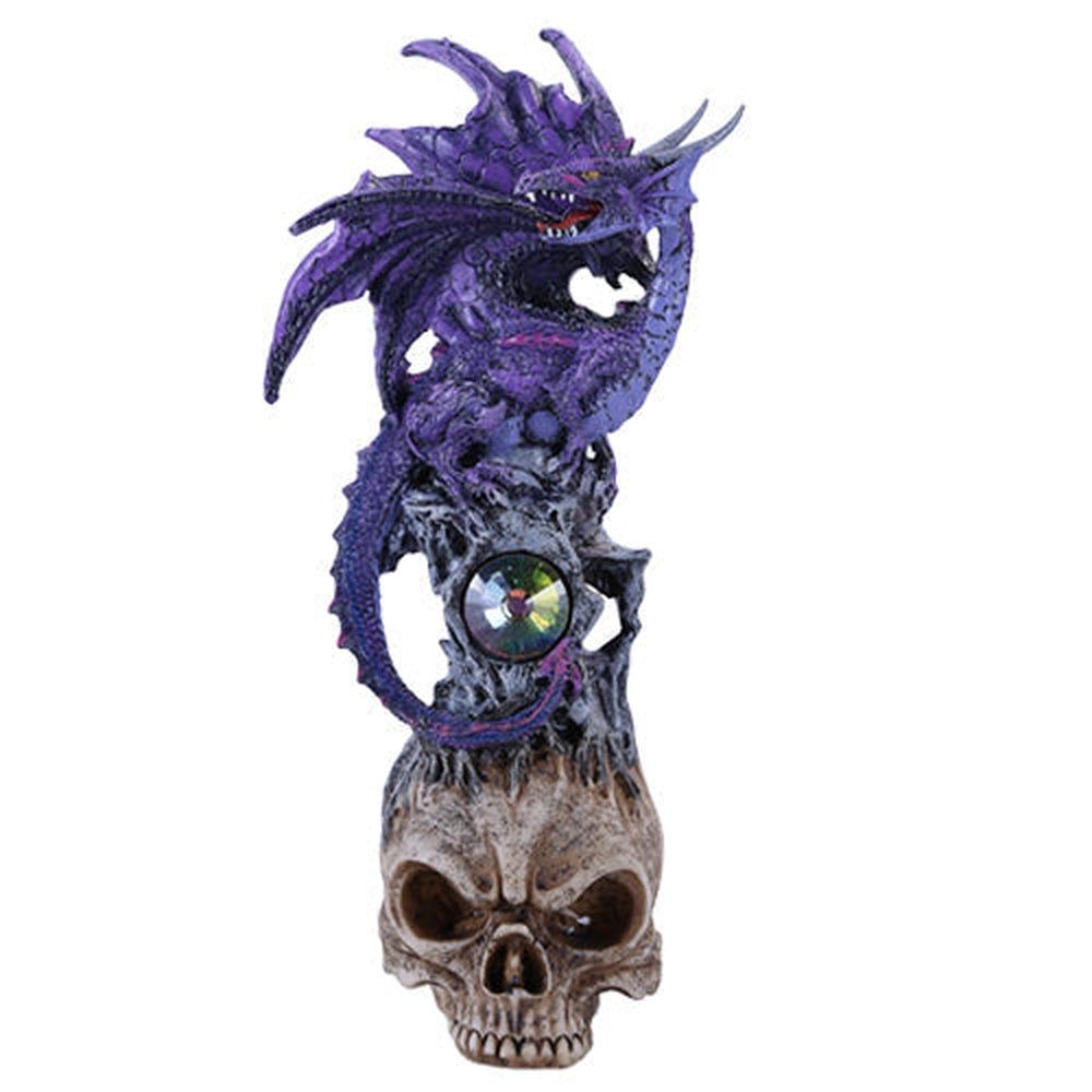 10&quot; Purple Dragon on Skull Statue, SKU PG-11167, UPC 700317071648