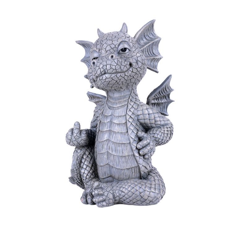 10.25&quot; Garden Dragon Statue - Middle Finger, SKU PG-13426, UPC 700317030614