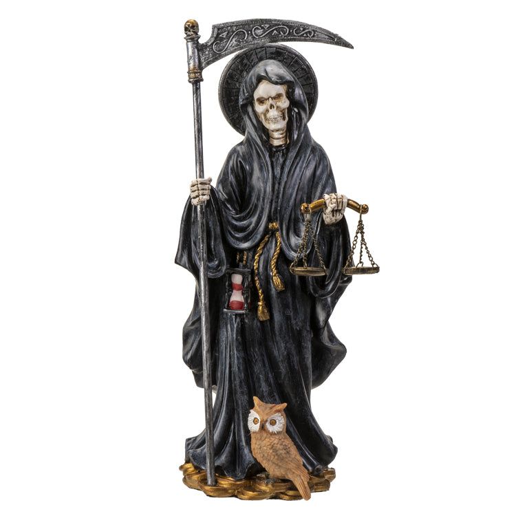 10.5&quot; Santa Muerte Black Statue, SKU PG-15243, UPC 700317245957