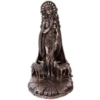 10.75&quot; Celtic Goddess Brigid Statue in Bronze, SKU PG-11022, UPC