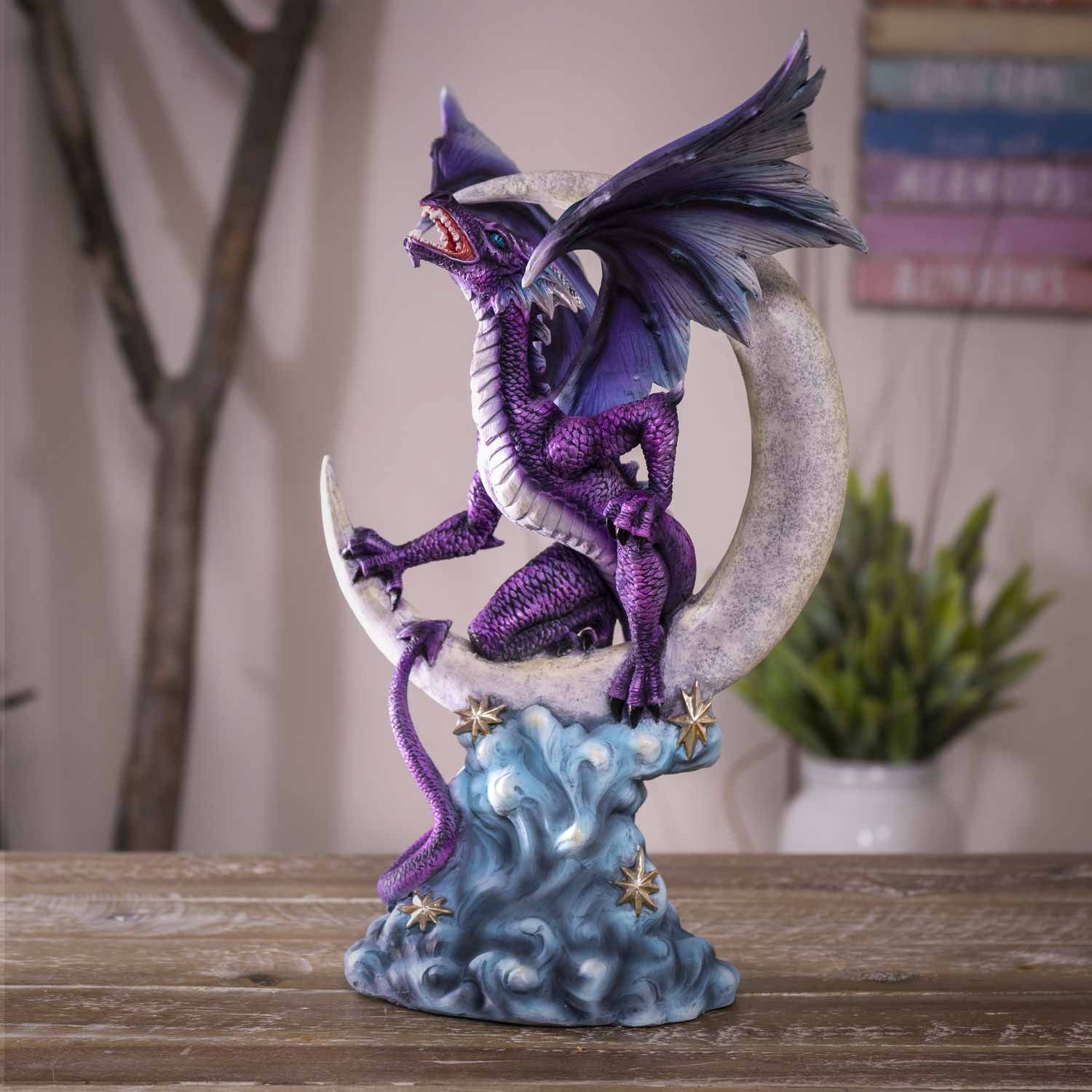 12.6&quot; Crescent Moon Dragon Statue, SKU PG-15288, UPC 700317123392