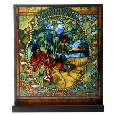 9.25&quot; x 8.25&quot; Tiffany Summer Stained Glass Panel, SKU PG-Y8310, UPC 700317295150