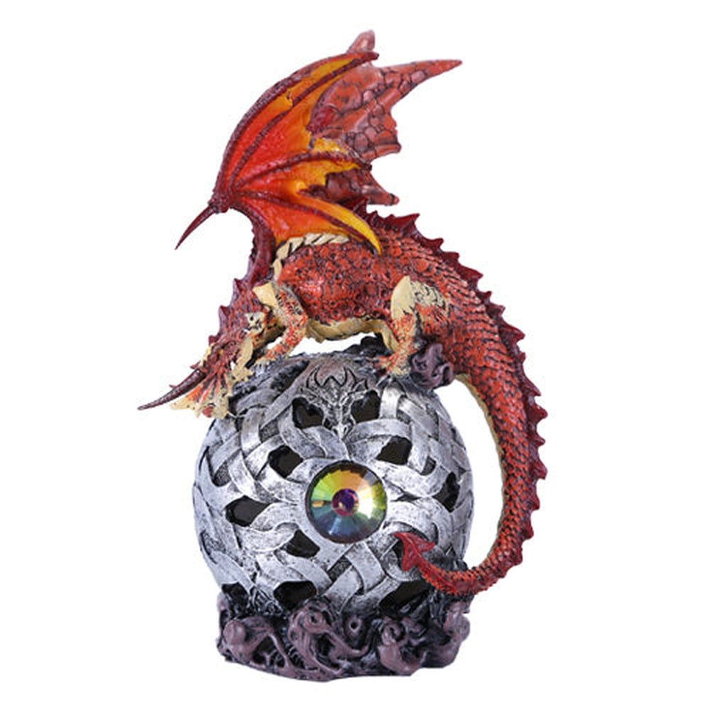 8.5&quot; Red Dragon on Ball LED Light Up Statue, SKU PG-11168, UPC 700317073031