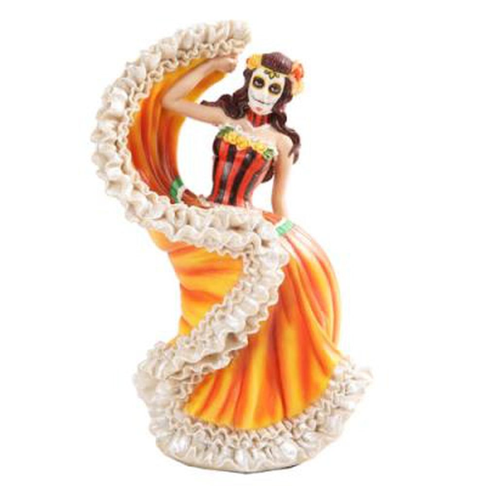 8&quot; Day of the Dead Statue - Orange Dancer, SKU PG-10713, UPC 700317038160