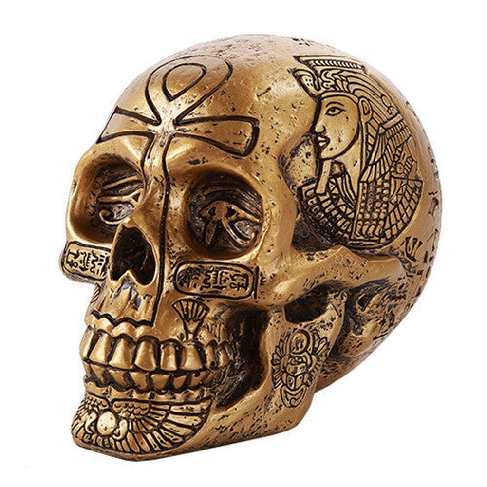 6.5&quot; Gold Carved Egyptian Skull, SKU PG-11450, UPC 700317071747