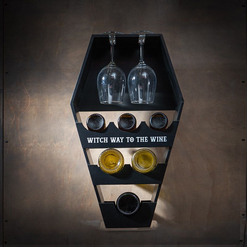 24.5&quot; Coffin Wine Wall Shelf Rack, SKU PG-14259, UPC 700317078265