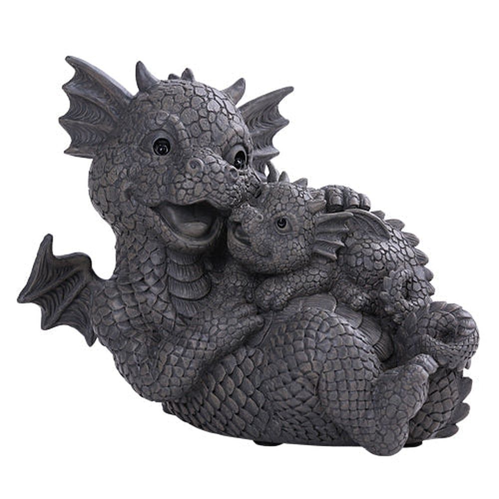 9&quot; Garden Dragon Statue - Smiling Family, SKU PG-13133, UPC 700317030560