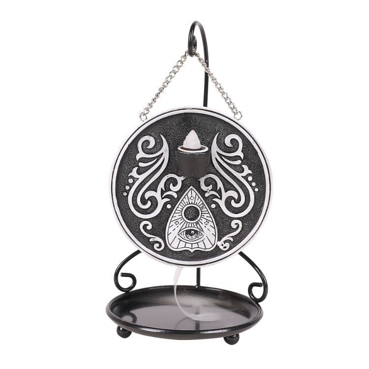 9.25&quot; Black and White Ouija Board Backflow Incense Burner with Stand, SKU PG-13524, UPC