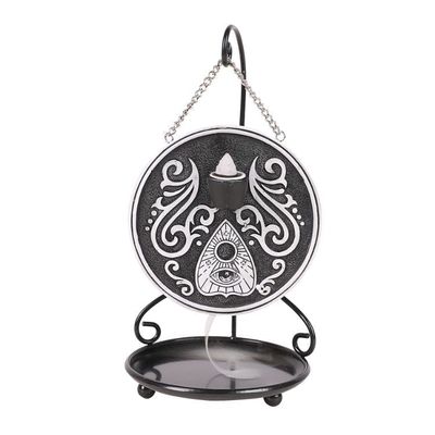 9.25&quot; Black and White Ouija Board Backflow Incense Burner with Stand, SKU PG-13524, UPC