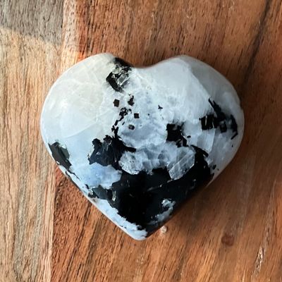 2.5&quot; Puffed Gemstone Heart - Rainbow Moonstone, SKU 30108066, UPC 700317031185