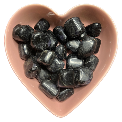 Iolite with Black Mica Tumbled Stone Natural Gemstone - One Stone, SKU TR-72, UPC 6016002965968